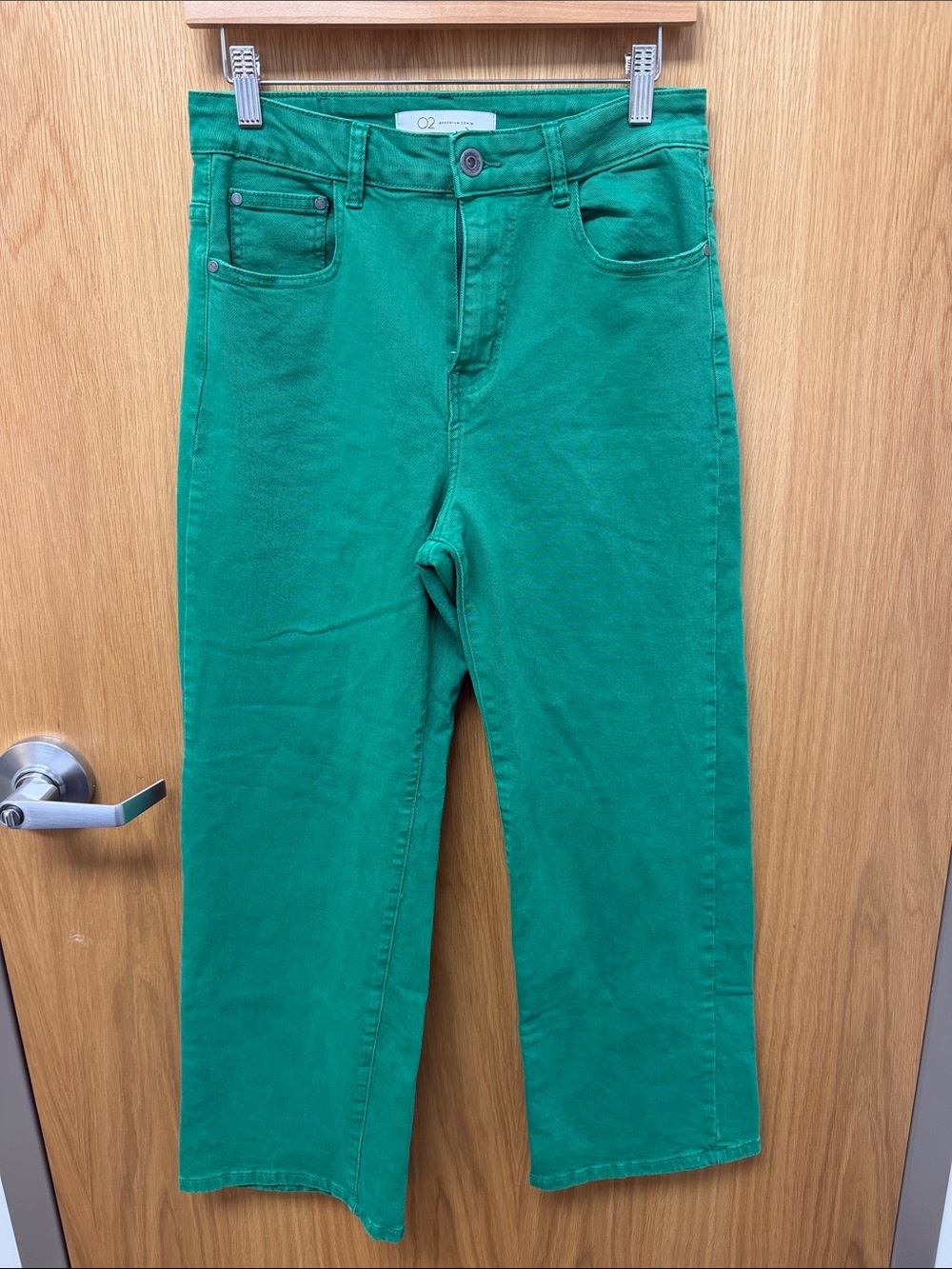 Q2 Emerald Green High-Rise Wide-Leg 90s Style Baggy Jeans Size L